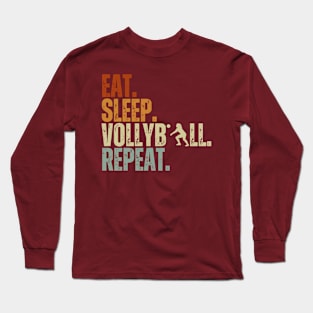 Eat Sleep Volleyball Repeat Kids Adult Women Retro Vintage Long Sleeve T-Shirt